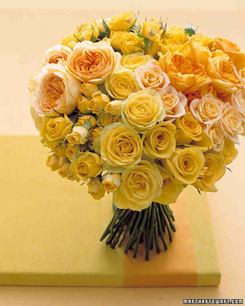 Yellow Rose Centerpiece : Yellow wedding bouquets martha stewart weddings