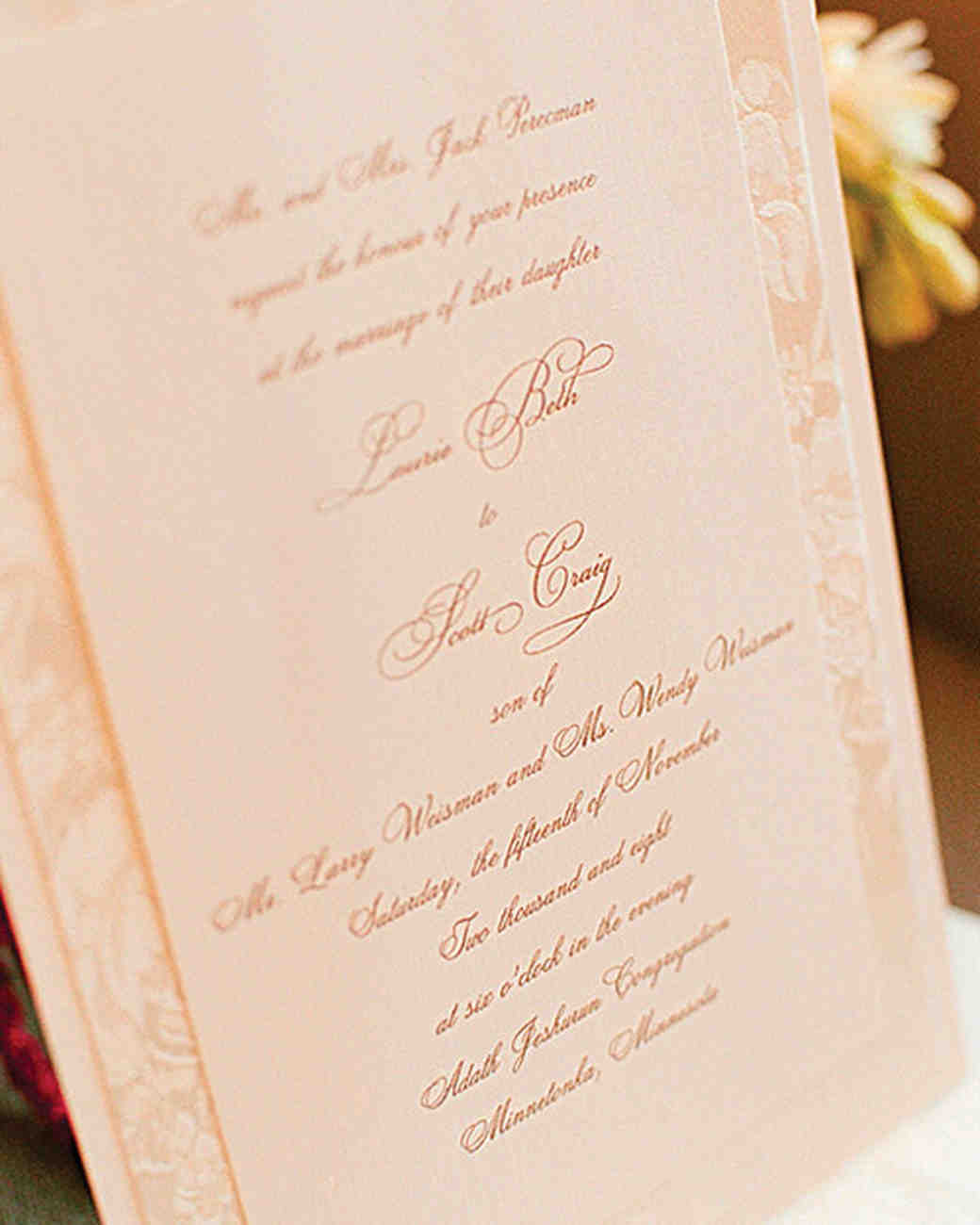 Wedding Invitation Wording Martha Stewart Wedding Invitation