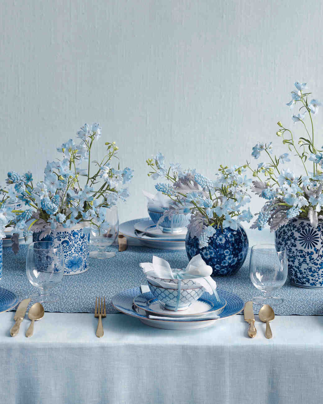 14 Blue Color Palette Ideas For Your Day Martha Weddings Serene Centerpieces