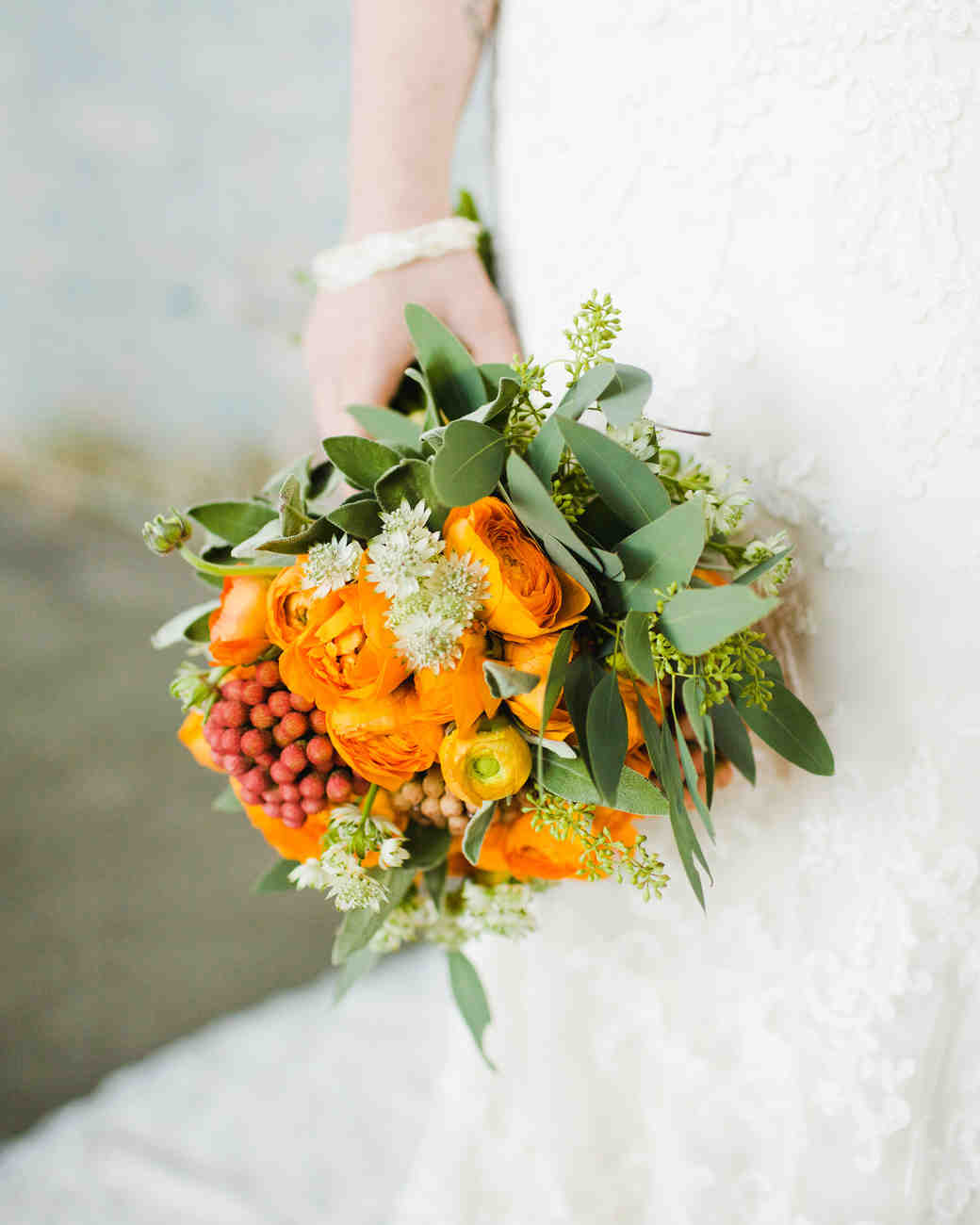 White Blue Orange And Purple Bouquet Wedding Flower
