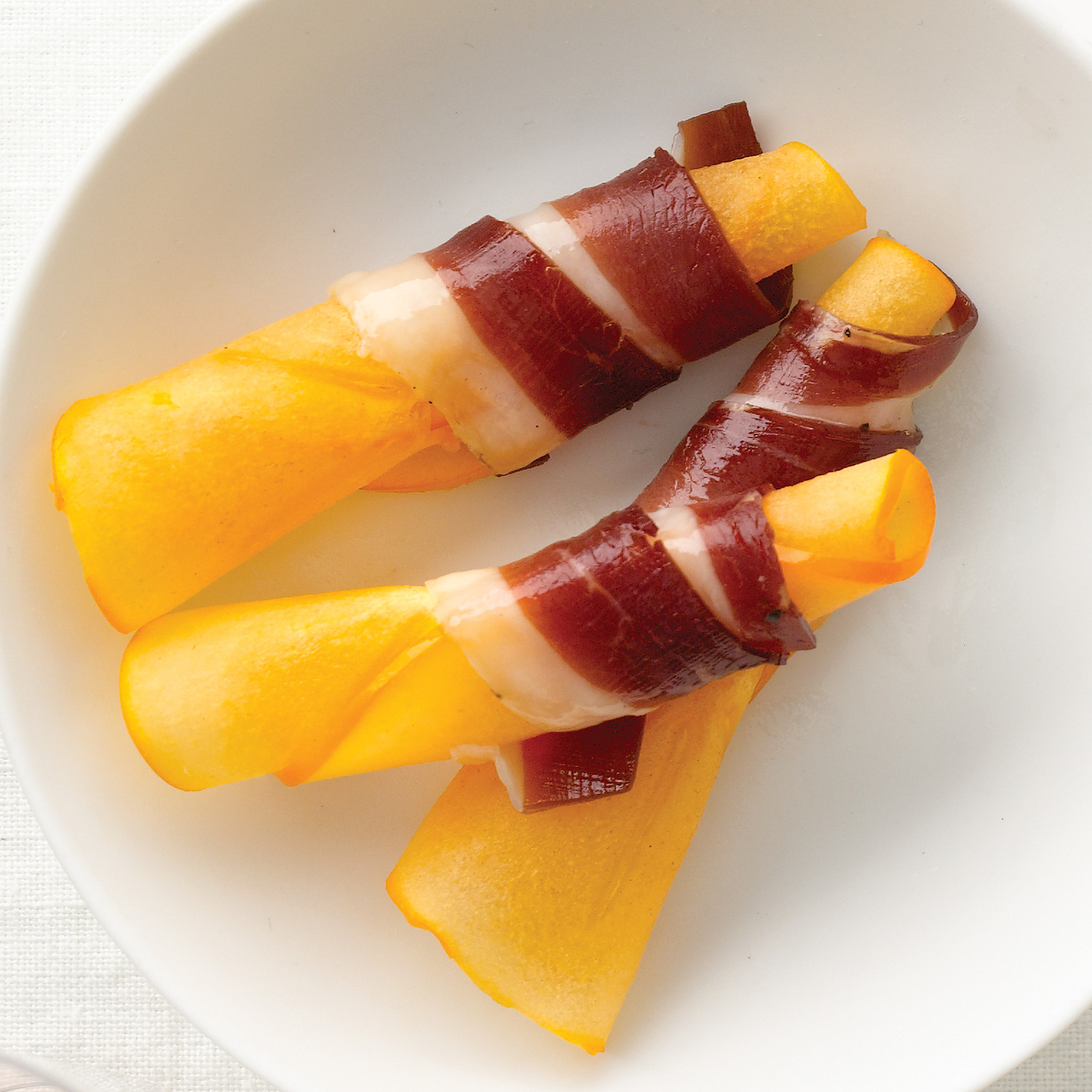 Persimmon Wrapped with Duck Prosciutto