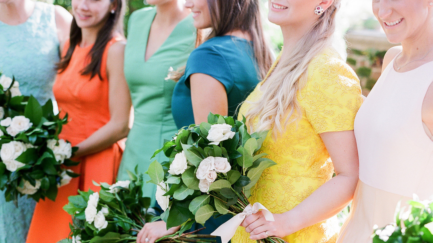 28 Mismatched Bridesmaids Dresses from Real Weddings Best Mix and Match Bridesmaids Dresses