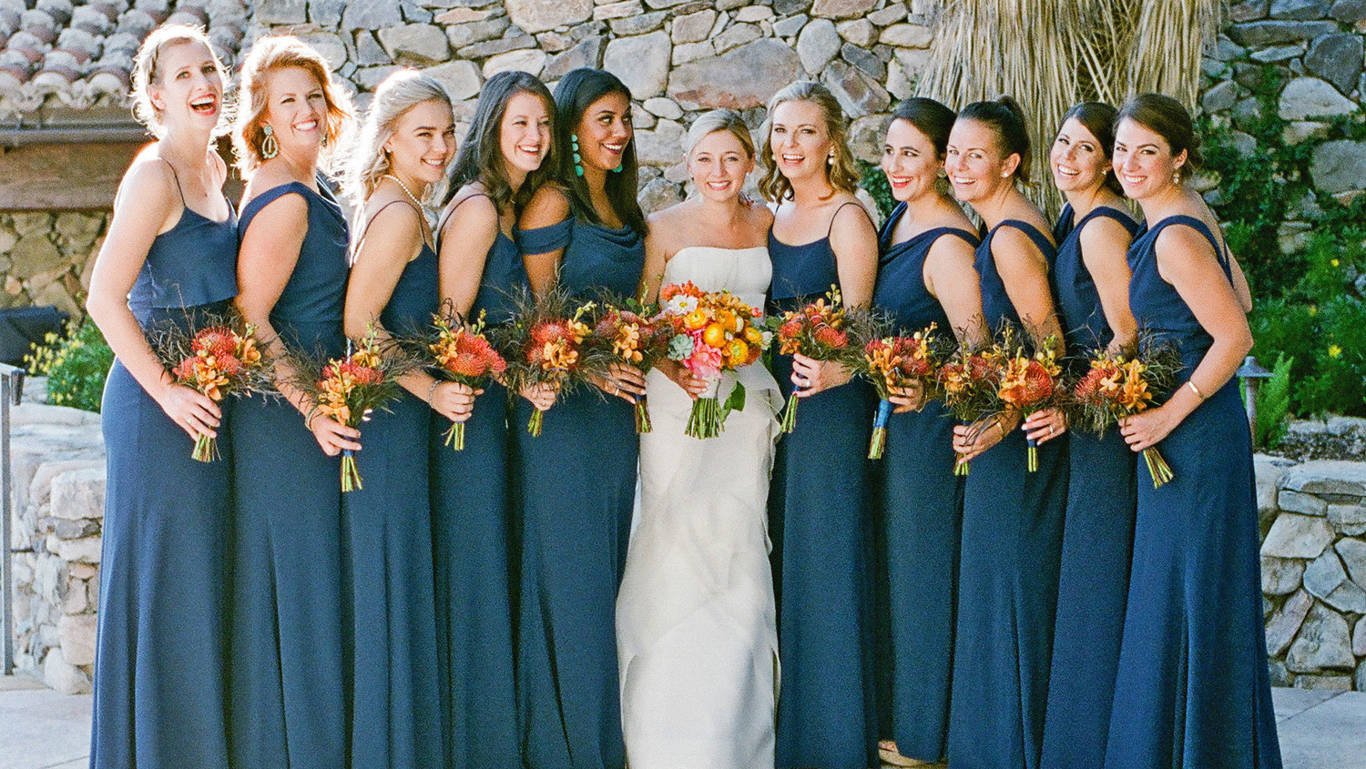 Navy Bridesmaid Dresses Wedding Pictures.