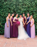 41 Reasons To Love The Mismatched Bridesmaids Look Martha Mismatched Long Purple Bridesmaid Dresses