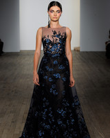Chic Black Wedding Dress For The Edgy Bride Martha Weddings Lazaro Fall 2019 Illusion High Neckline Fl Lique Black Wedding Dress