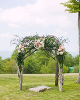 59 Wedding Arches That Will Instantly Upgrade Your Ceremony Martha Wooden Wedding Arbor With White And Pink Flower Cers