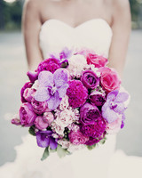 Wedding Bouquet Made From White And Purple Orchid Stock Photo ...