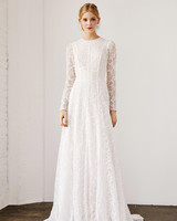 Long Sleeved Wedding Dresses We Love Martha Weddings Tadashi Shoji Wedding Dress Spring 2019 Long Sleeves Lace A Line