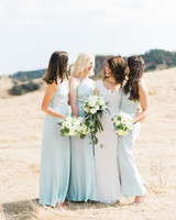 Pretty Wedding Hairstyles For Your Bridesmaids Martha Weddings Bride With Bridesmaids