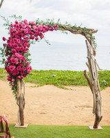 59 Wedding Arches That Will Instantly Upgrade Your Ceremony Bright Magenta And Driftwood Wedding Arch
