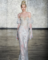 Inbal Dror Fall 2018 Wedding Dress Collection Martha Weddings Inbal Dror Fall 2018 V Neck Lace Flutter Sleeve Wedding Dress