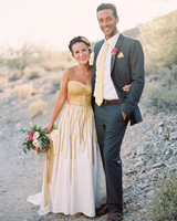 16 Awesome Nontraditional Wedding Dresses Martha Weddings Gold Strapless Wedding Dress
