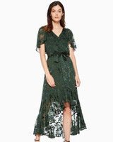 25 Beautiful Dresses To Wear As A Wedding Guest This Fall Martha High Low Green Fall Wedding Guest Dress
