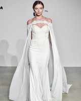 10 Wedding Dress Trends From Fall 2018 Bridal Fashion Week Martha Justin Alexander Fall 2018 Sweetheart Cape Wedding Dress