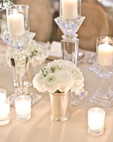 84 Candle Centerpieces That Will Light Up Your Reception Martha Crystal Candleholders And White Flower Arrangement Centerpiece