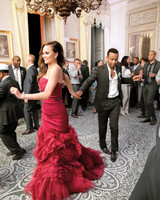 16 Awesome Nontraditional Wedding Dresses Martha Weddings Red Ruffled Strapless Wedding Dress