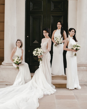 all white bridesmaids