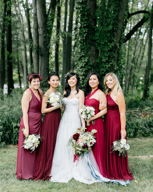 shades of burgundy bridesmaid dresses