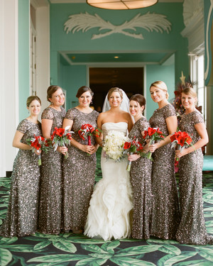 green gold bridesmaid dresses