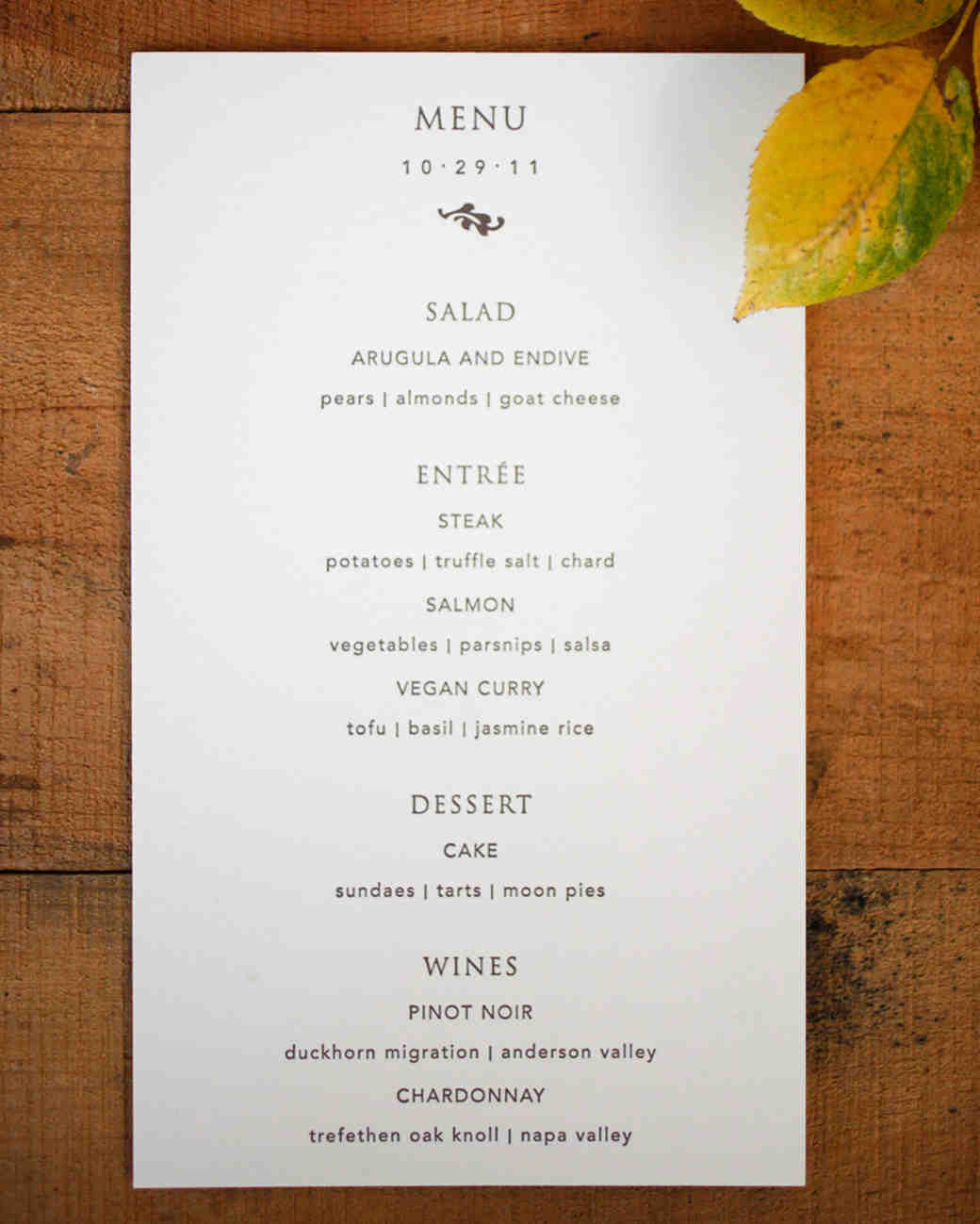 Best Wedding Menu Cards From Real Celebrations Martha Stewart Weddings