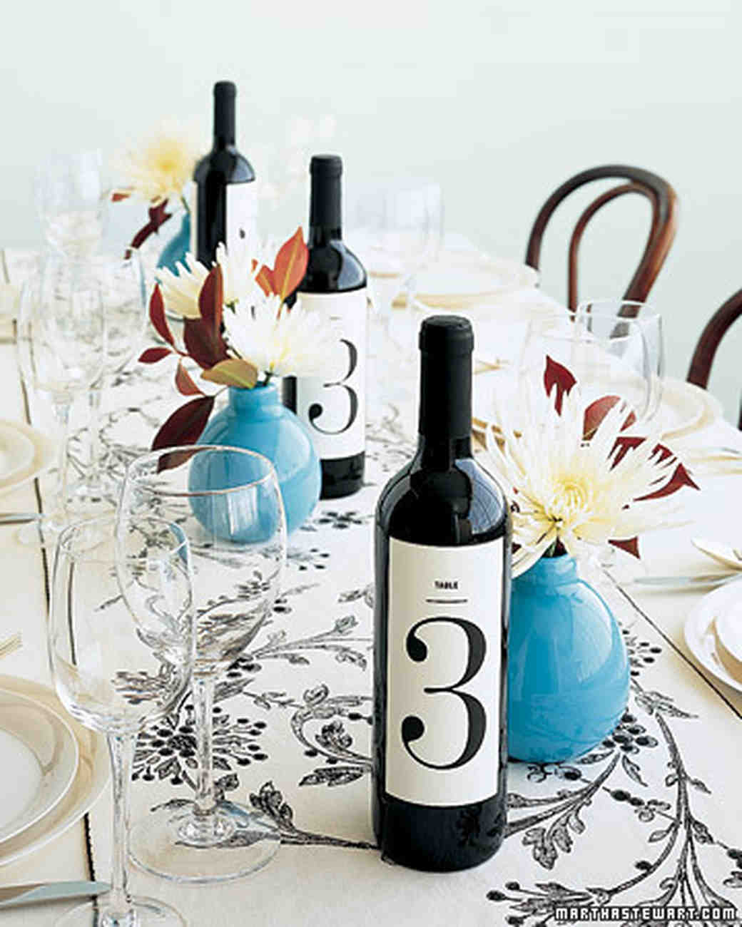 City Wedding Martha Weddings Message On A Bottle Have Wine Bottles Do Double Duty As Table Numbers