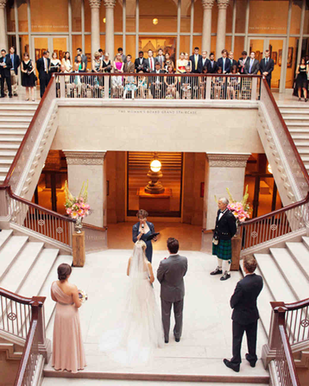 A Romantic Gray, Peach, and Coral Wedding at an Art Museum in Chicago ...