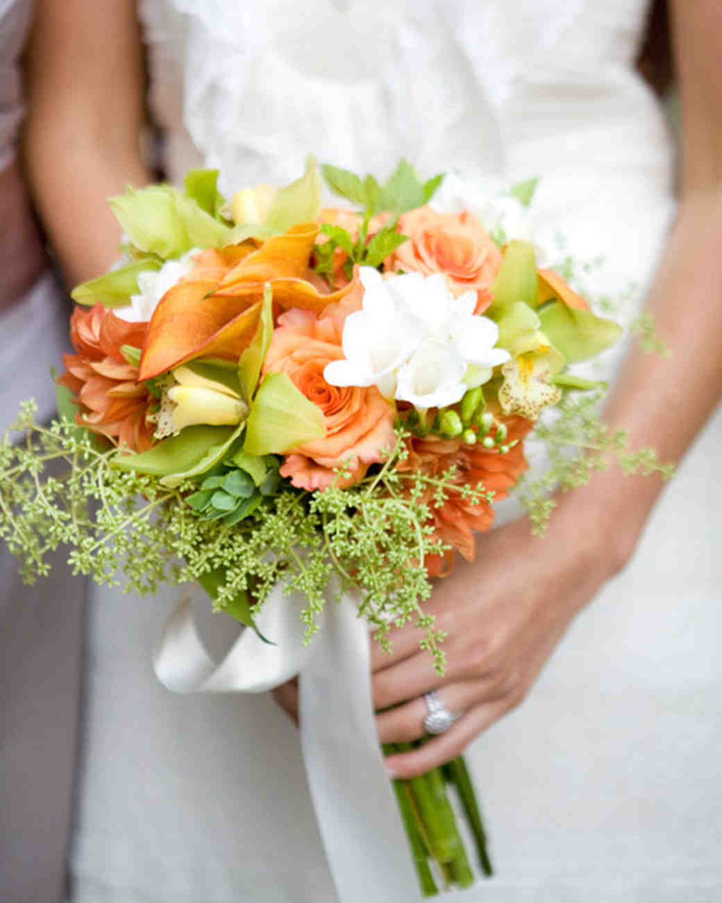 Real Weddings With Orange Ideas Martha Orange White And Green Bouquet