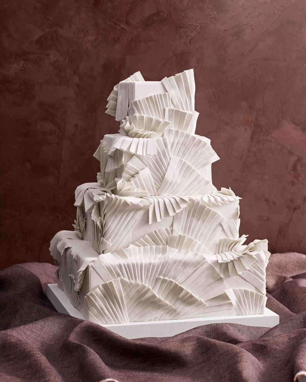 These Fabric Inspired Wedding Cakes Make For Fashionable Desserts Textured Wedding Cake
