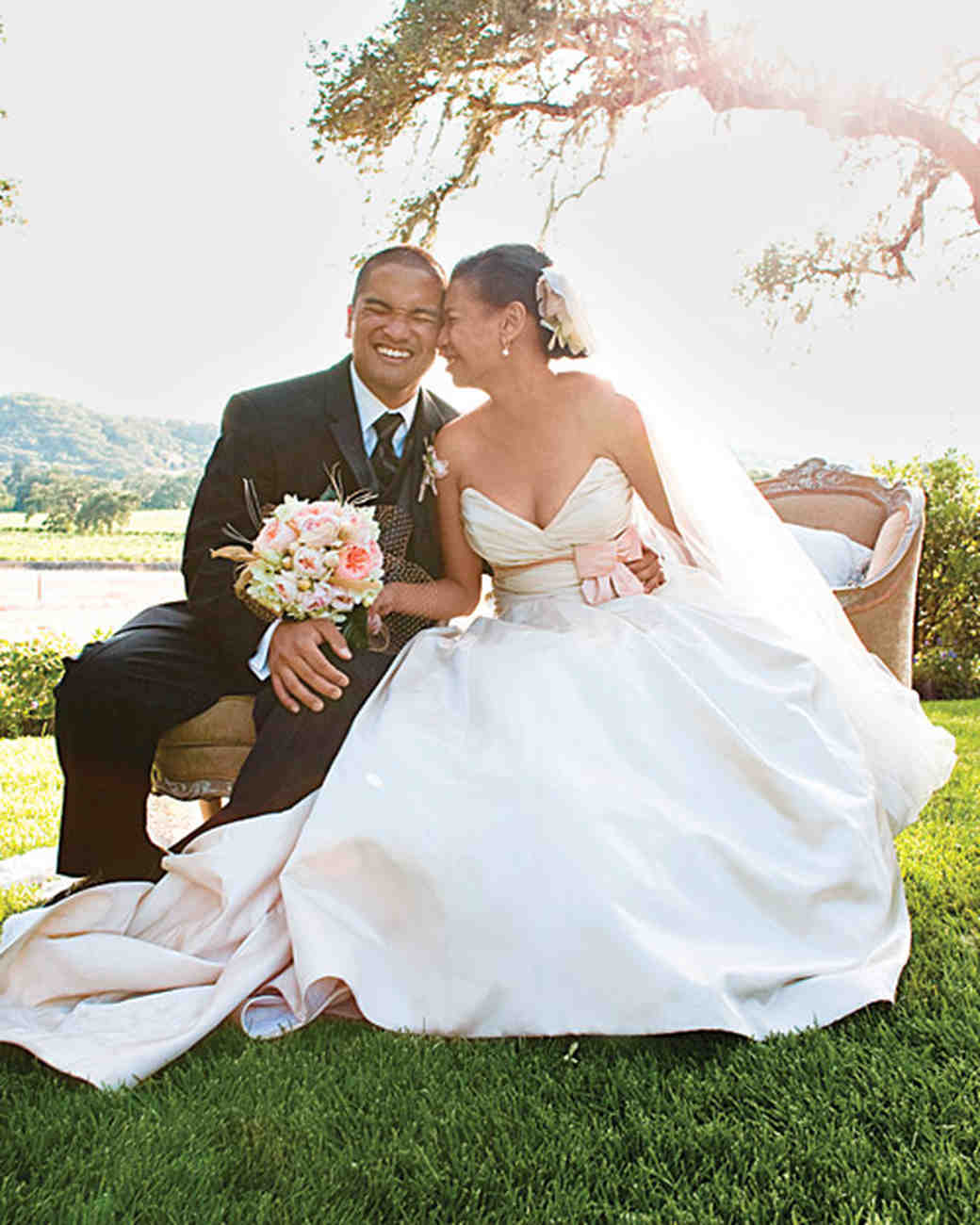 A Vintage Blush Pink And Ivory Wedding Outdoors In The Bride And Groom