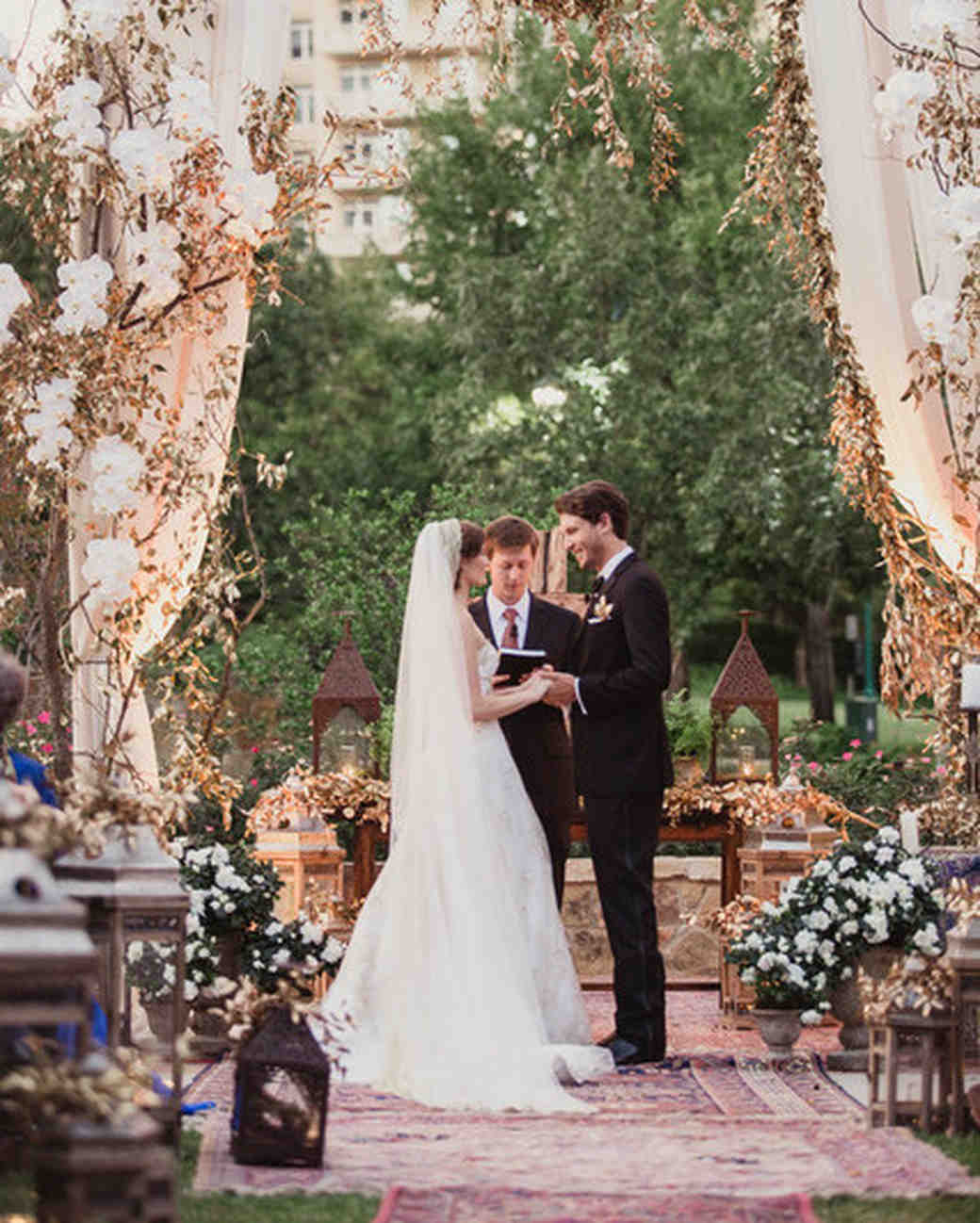 A Bohemian Wedding Trend We're Loving Ceremony Aisles with Rugs Martha Stewart Weddings