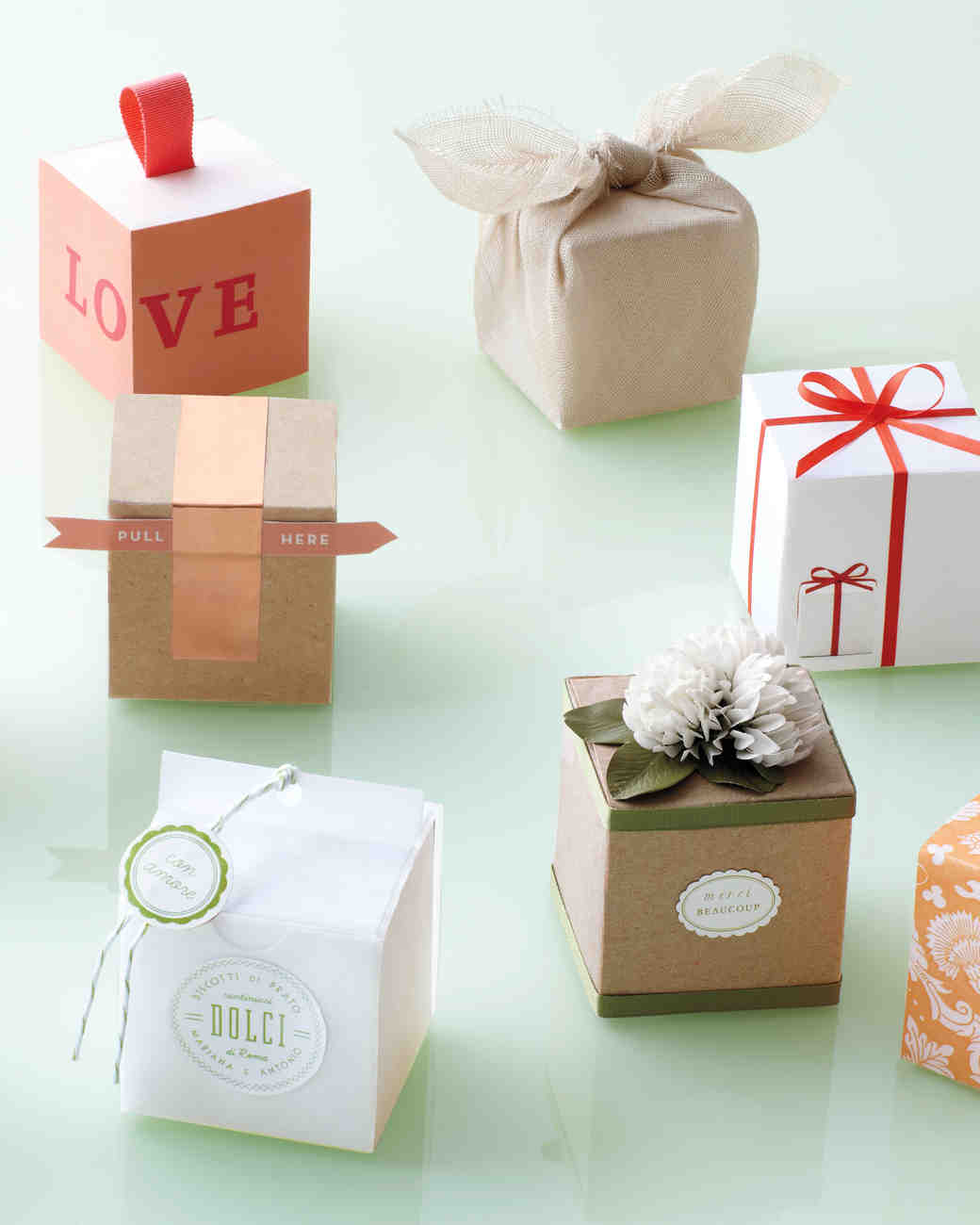 10 Ways to Decorate a Favor Box | Martha Stewart Weddings We took a simple square and transformed it—via punching