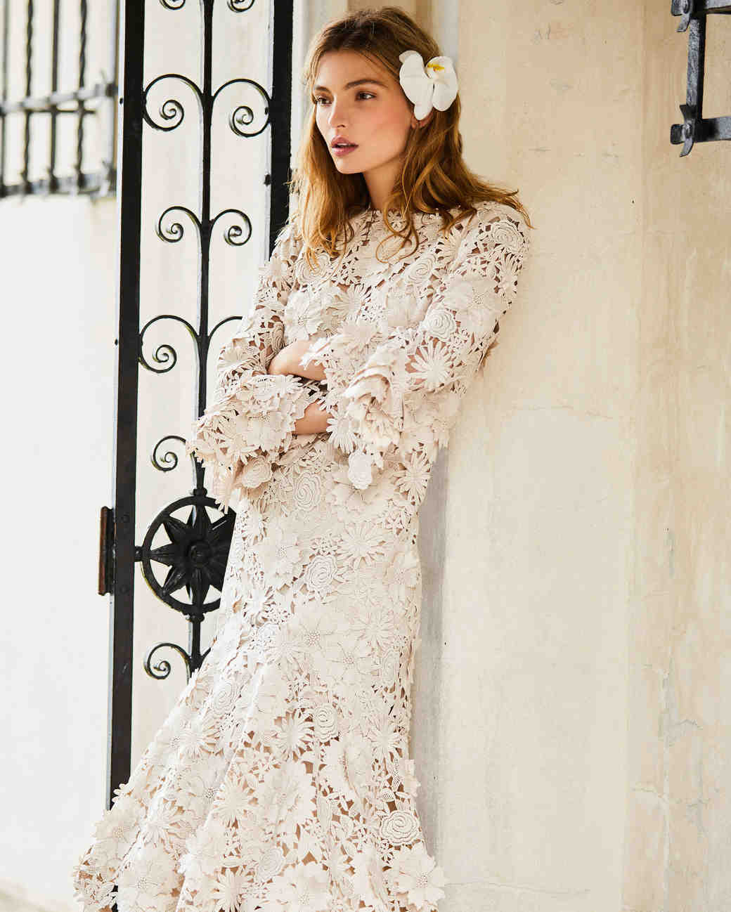 Johanna Ortiz Spring 2018 Wedding Dress Collection Martha Johanna Ortiz Moda Operandi Short Lace Long Sleeves Wedding Dress