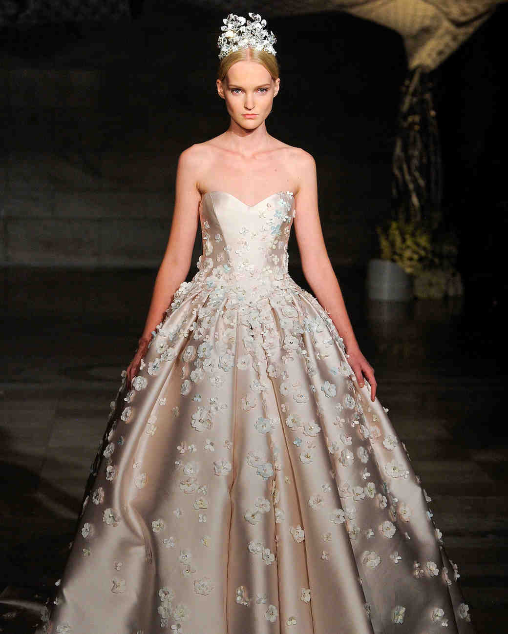 Ultra Fl Wedding Dresses Martha Weddings Reem Acra Fall 2019 Fl Lique Strapless Ball Gown Wedding Dress