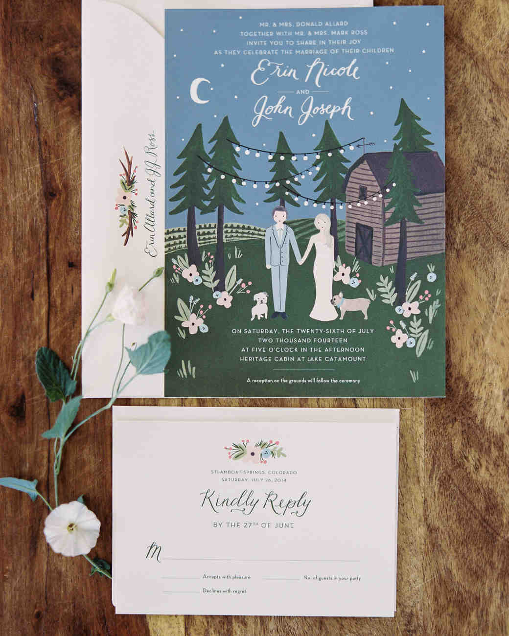 Erin And Jj S Colorado Ranch Wedding Martha Weddings The Invitations