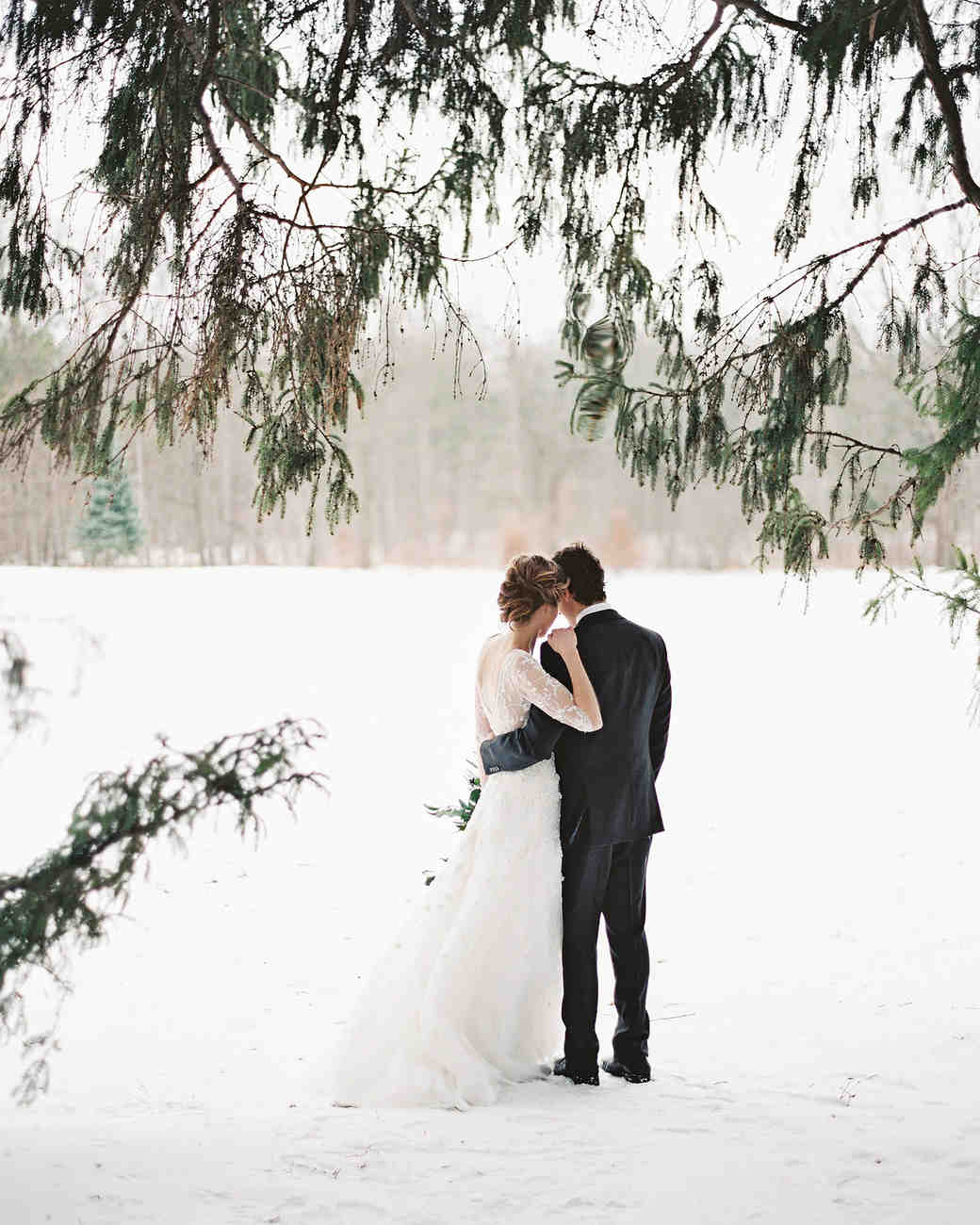 winter wedding portrait