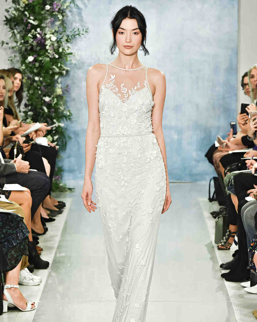 Theia Fall 2018 Wedding Dress Collection Martha Weddings Theia Fall 2018 Embroidered Illusion Neckline