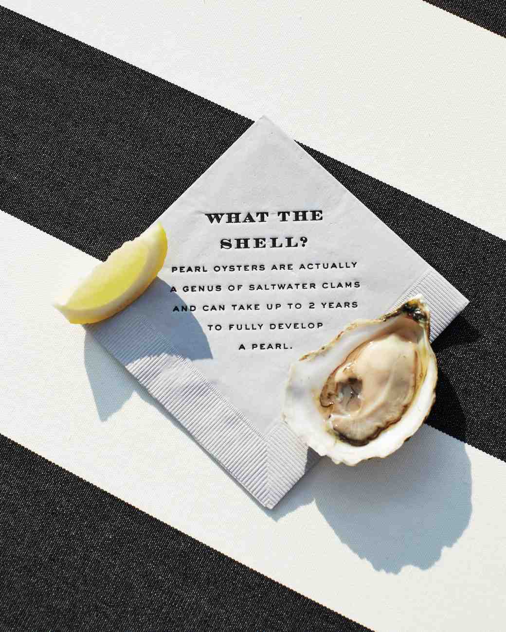 30 Cute Wedding Coasters Napkins Martha Weddings Oyster Facts Napkins