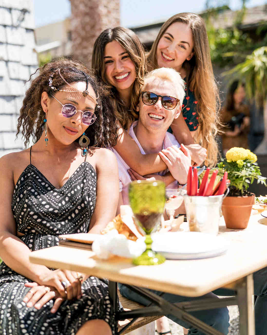 Bridal Shower Etiquette You Need To Know Martha Weddings Kara Bridal Shower Guests And Bride To Be Posing Outside