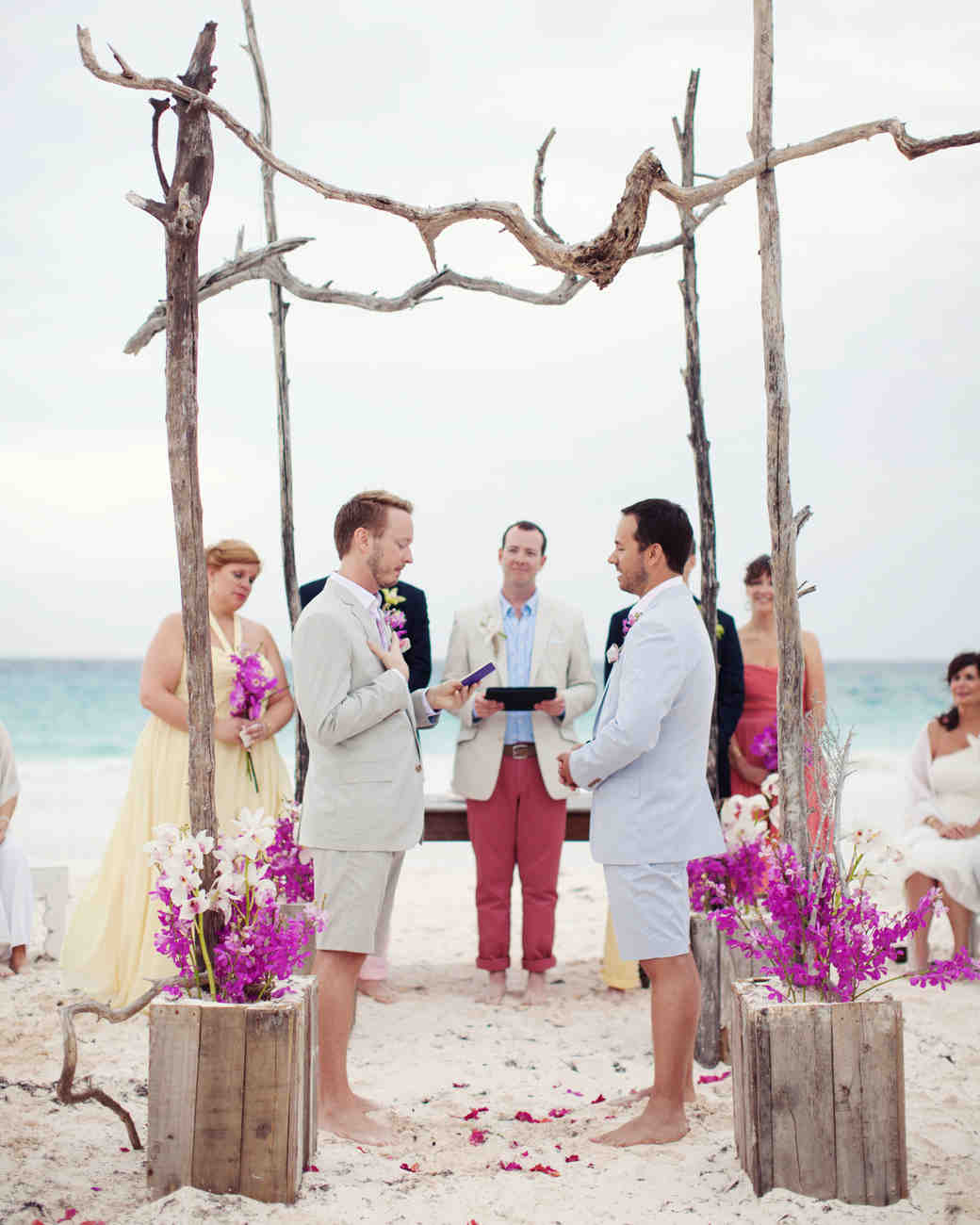 A Coral Colored Beach Wedding In The Bahamas Martha Stewart Weddings