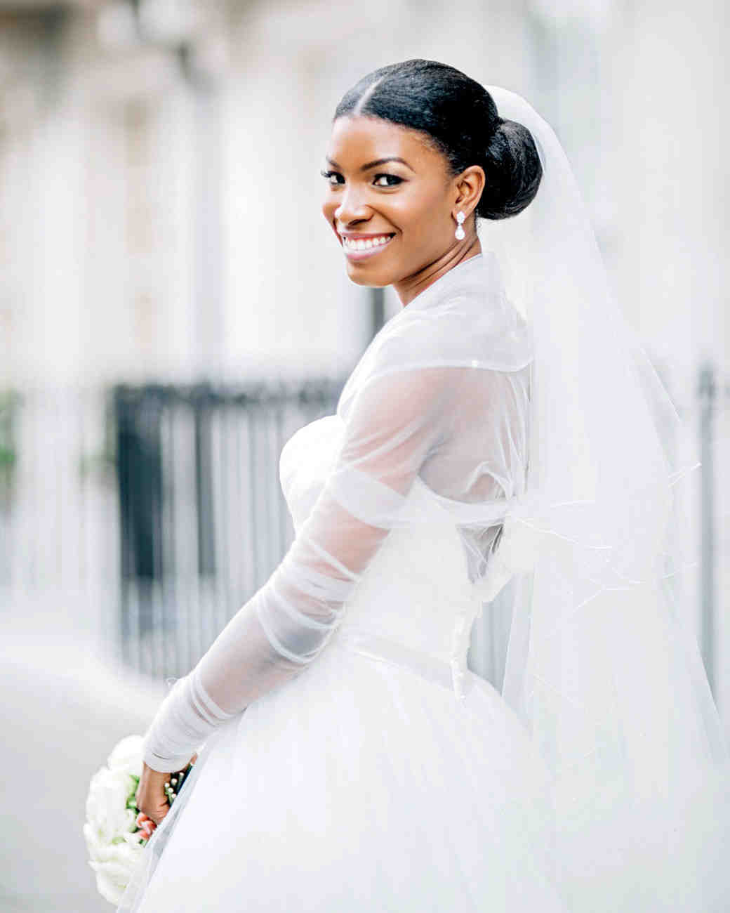 wedding hair for high neck dress