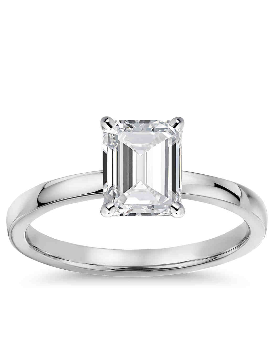 Tapered Cathedral Emerald Cut Solitaire Diamond Engagement ...