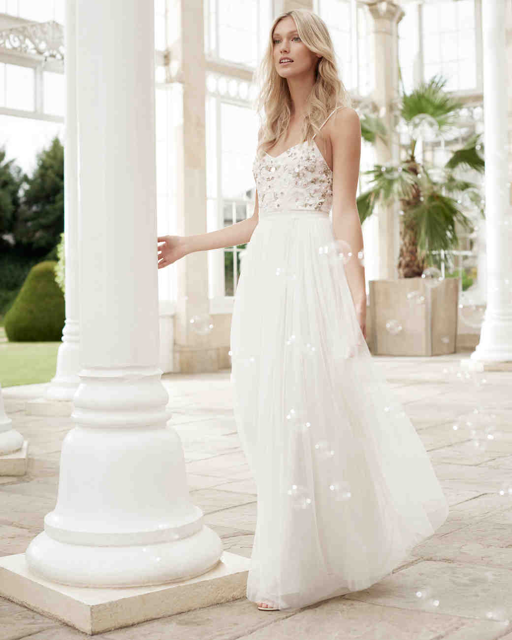needle and thread wedding gown