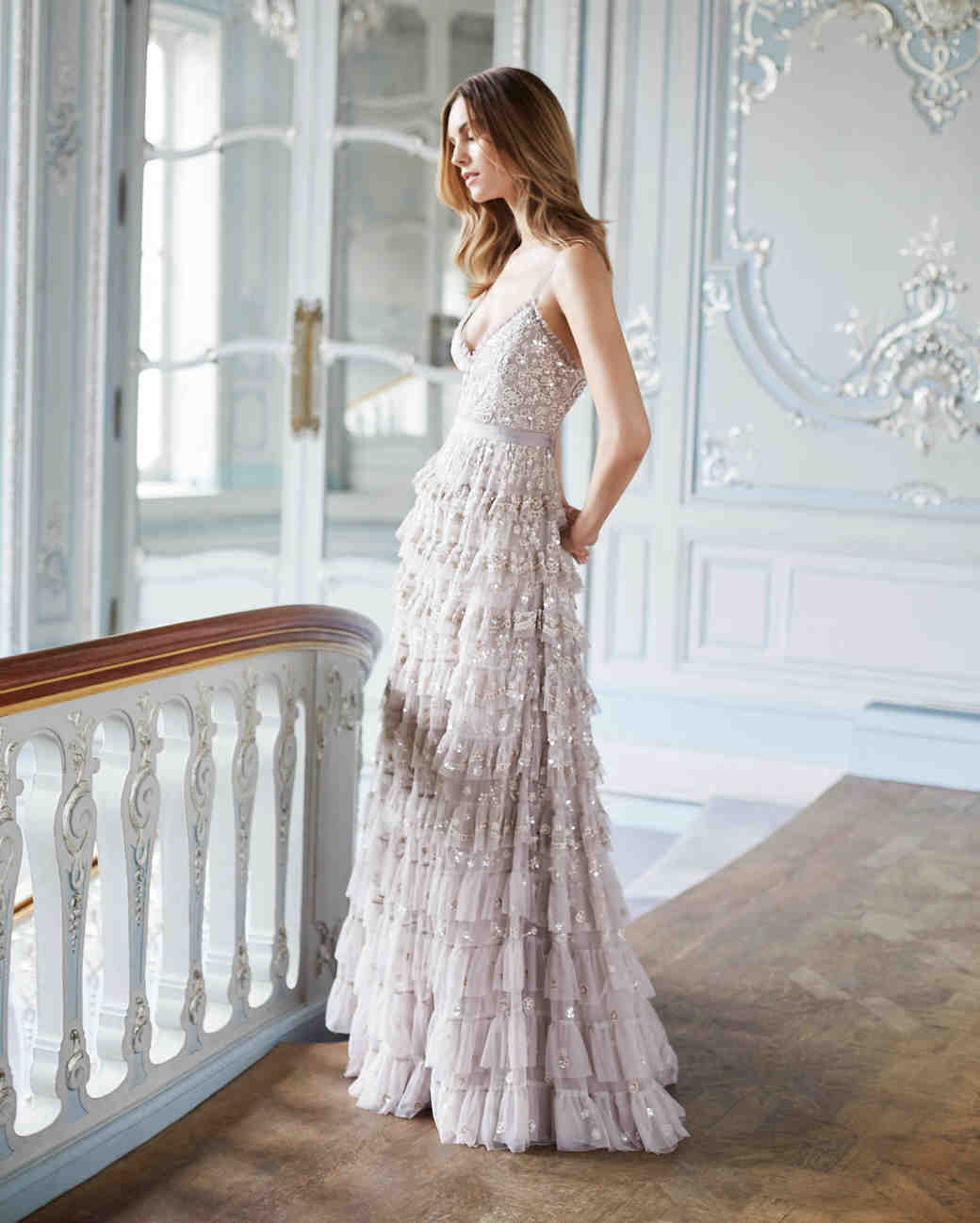 needle and thread wedding gown