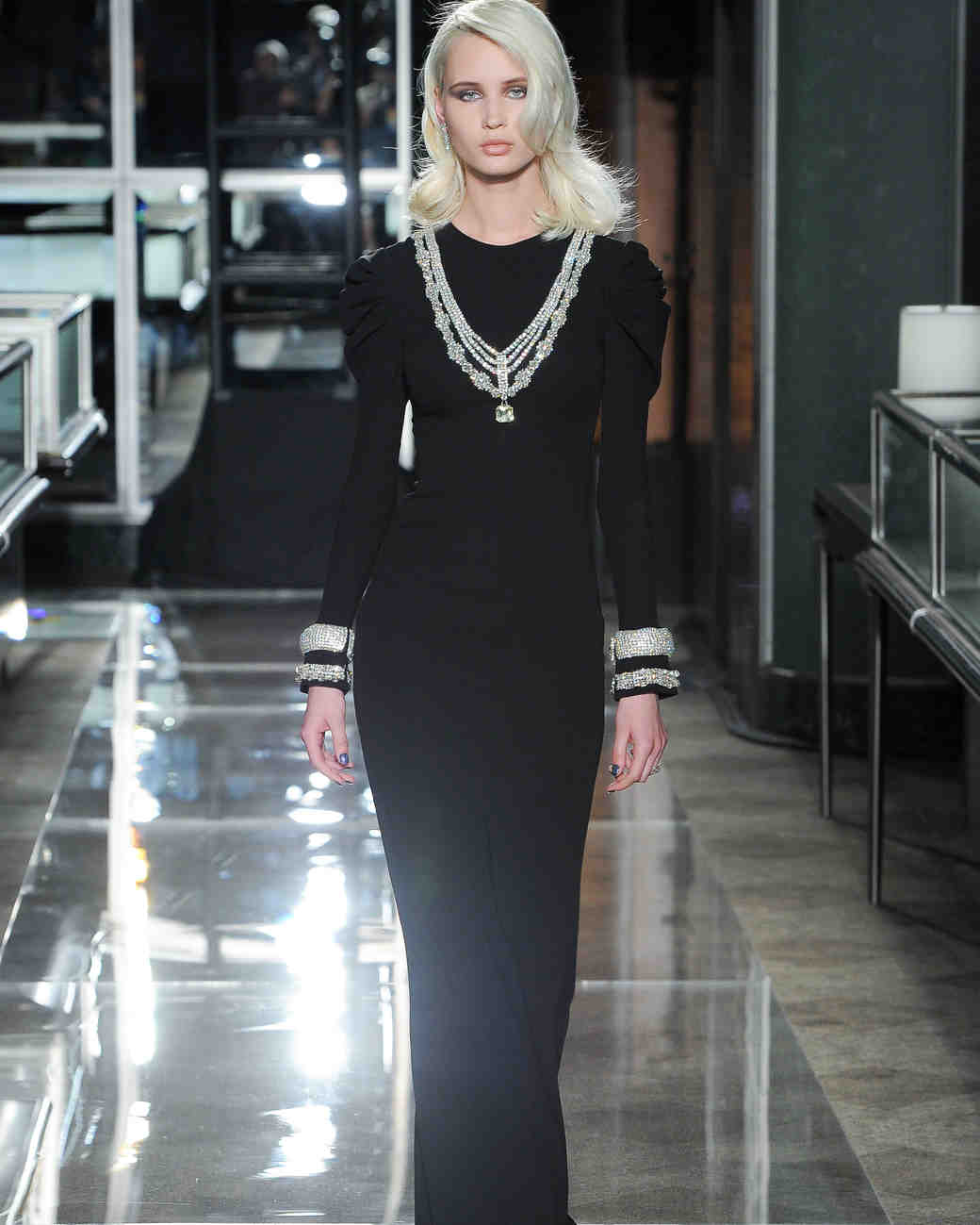 reem acra spring 2018 black wedding dress with long sleeve