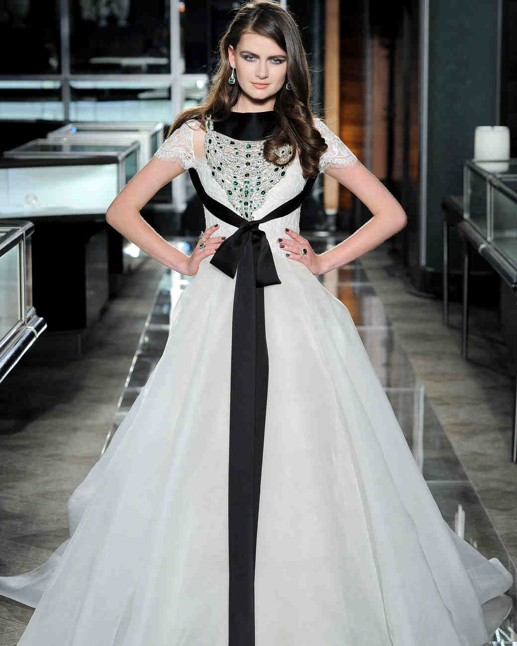reem acra spring 2018 wedding dress with black bow