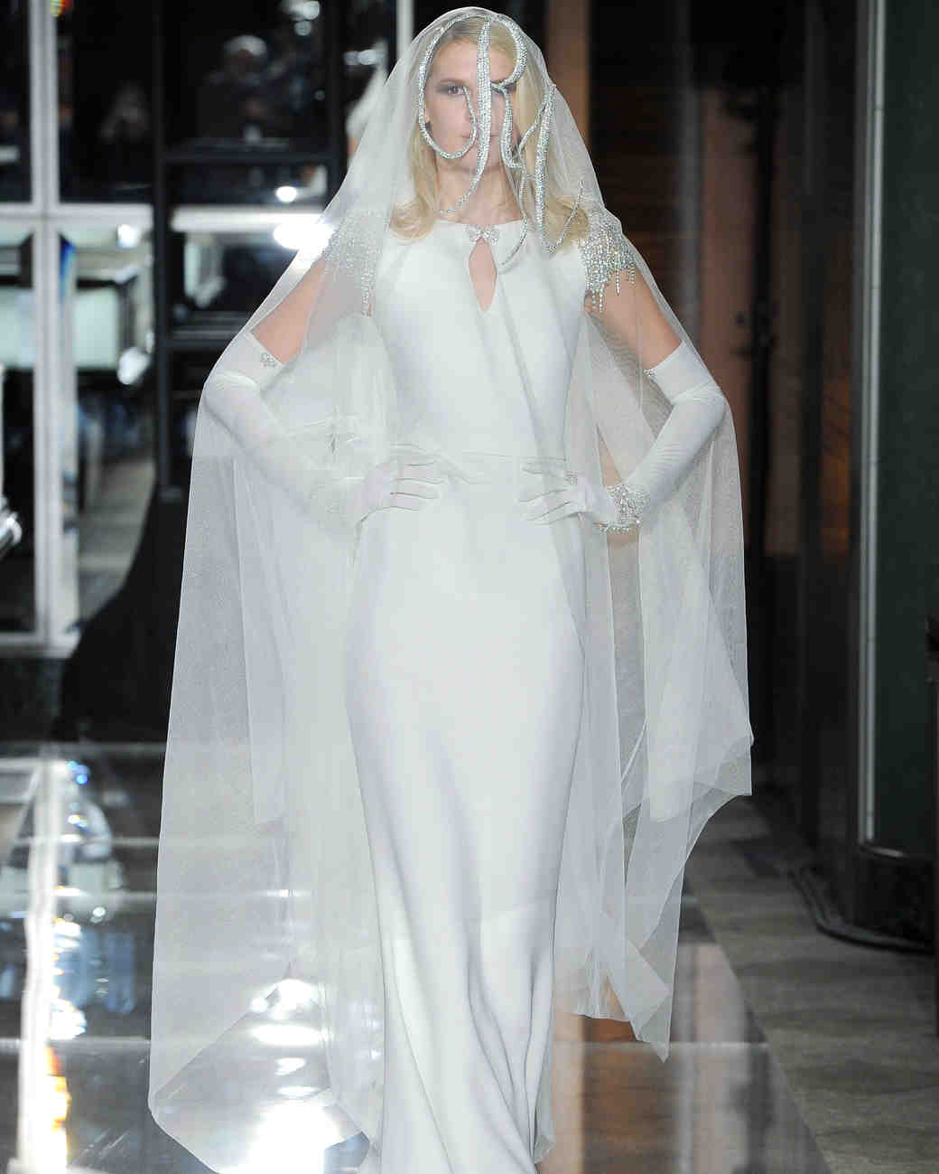 reem acra spring 2018 silk wedding dress with veil