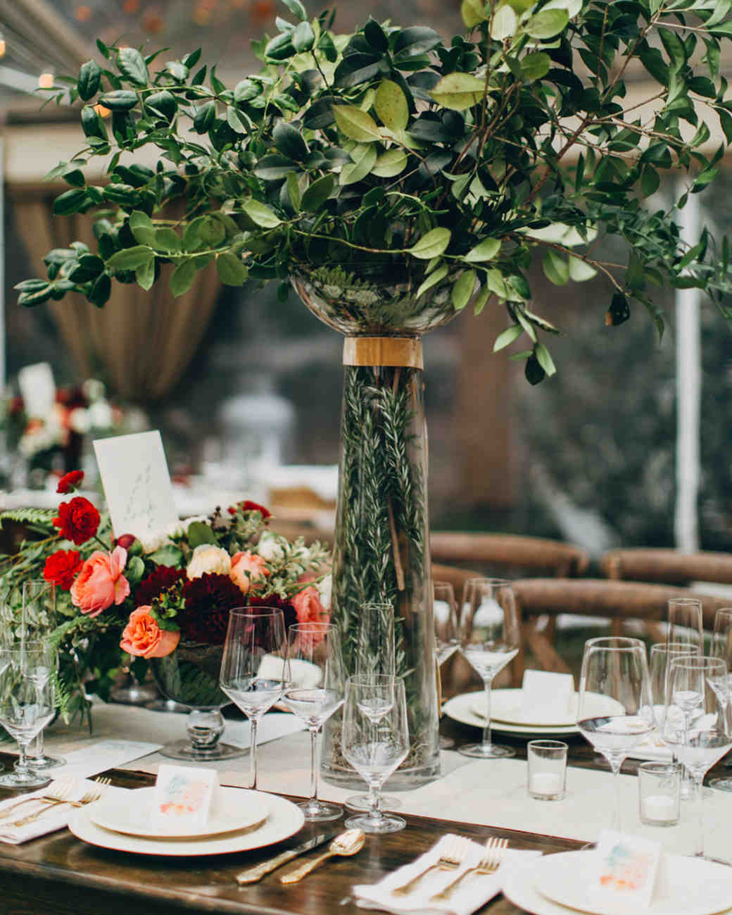 K'Mich Weddings - wedding planning- tall centerpiece - greenery