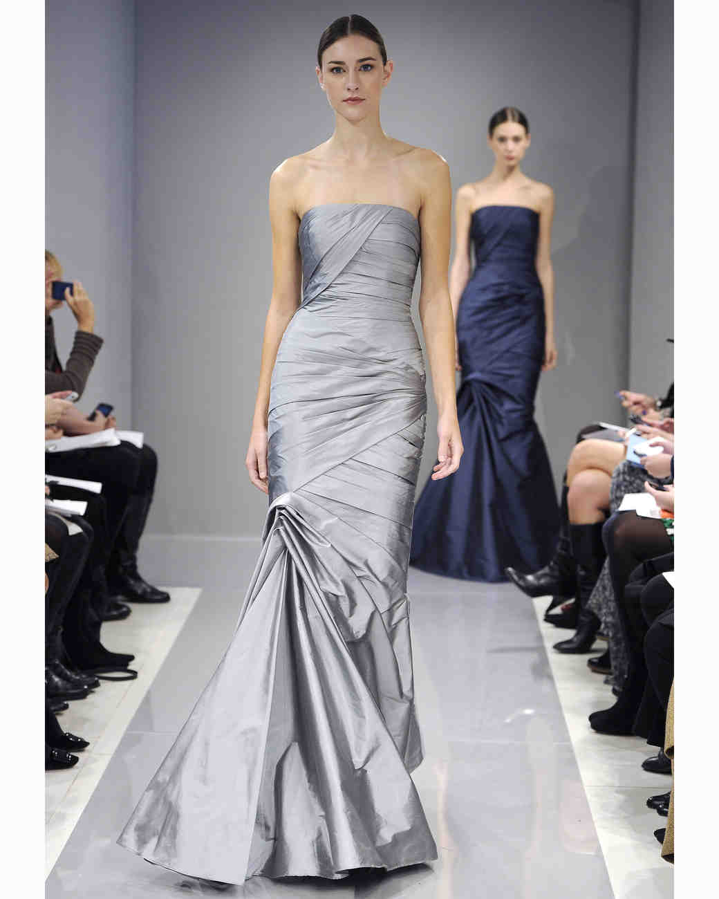 Monique Lhuillier Fall 2017 Bridesmaid Collection Martha Long Silver Bridesmaid Dress Monique Lhuillier