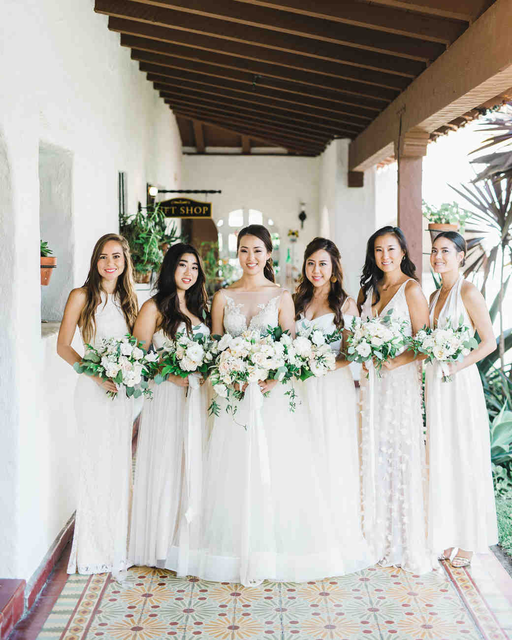 all white bridesmaids