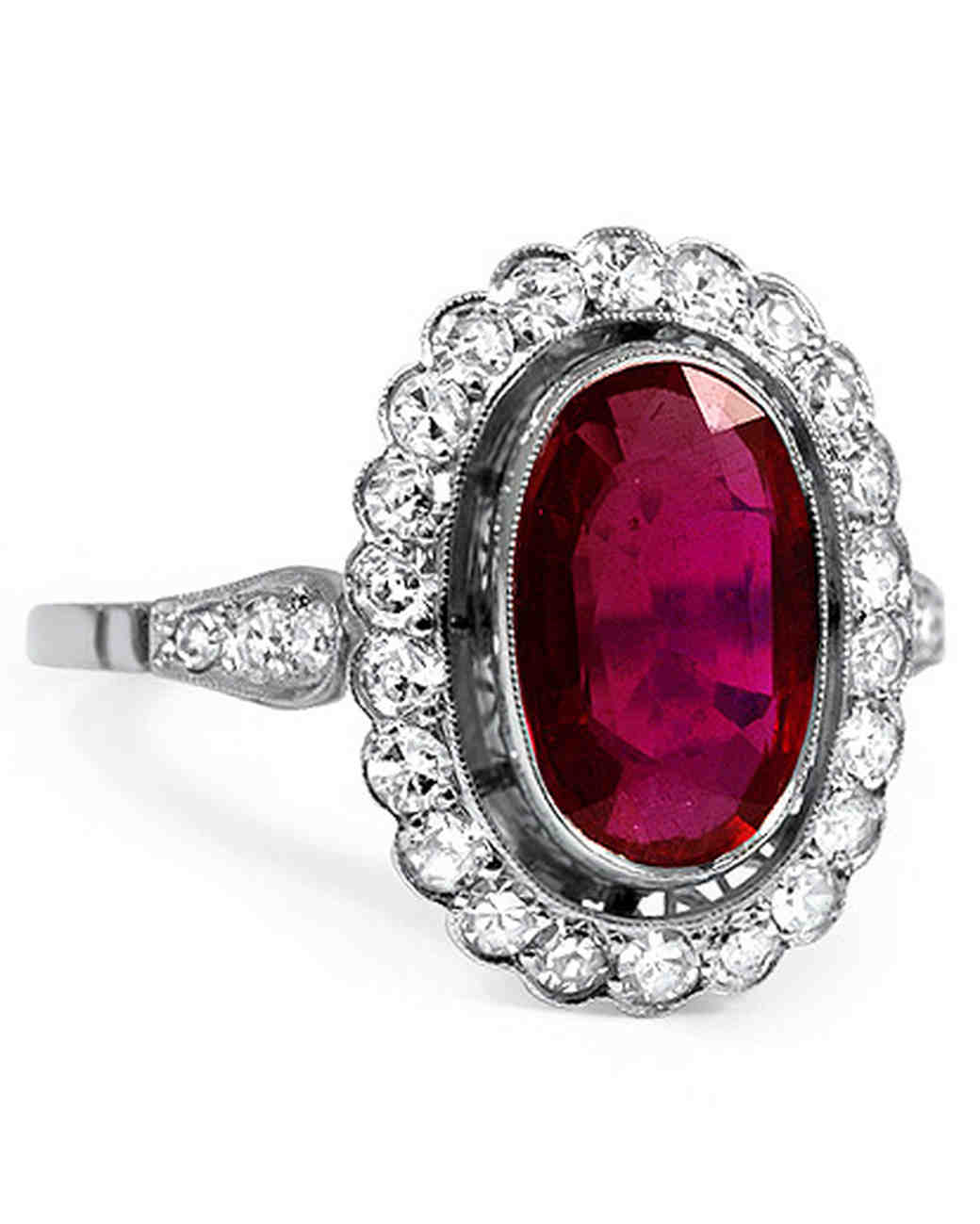 Ruby and Diamond Engagement Ring on 9ct White Gold ...